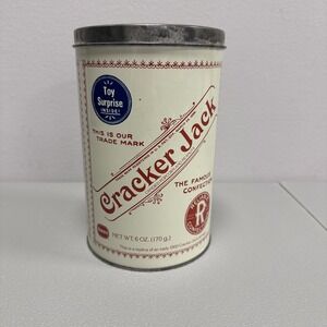 VTG 1980 Cracker Jack Tin 1900 Design Advertising Canister Borden Made In USA